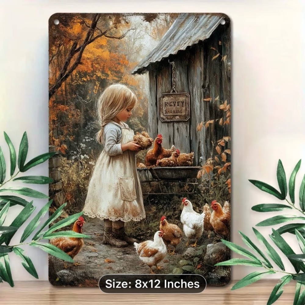Little Girl Feeding Chicken